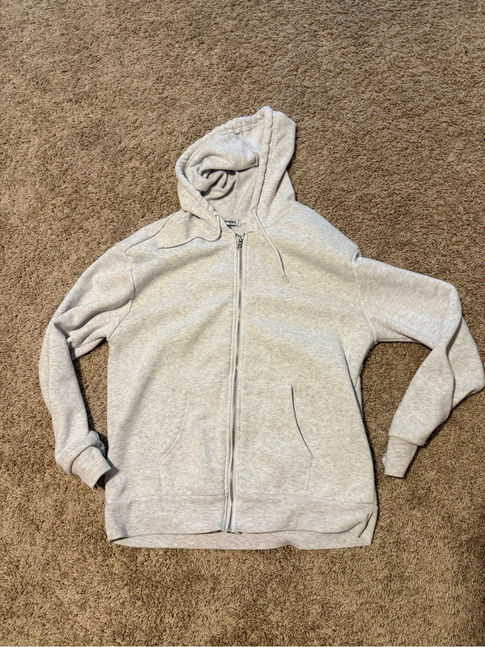 Women's Light Gray Zip-Up Hoodie Sweatshirt